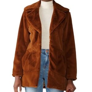 MinkPink “Teddy Bear” Coat (Pumpkin Spice Faux Fur)